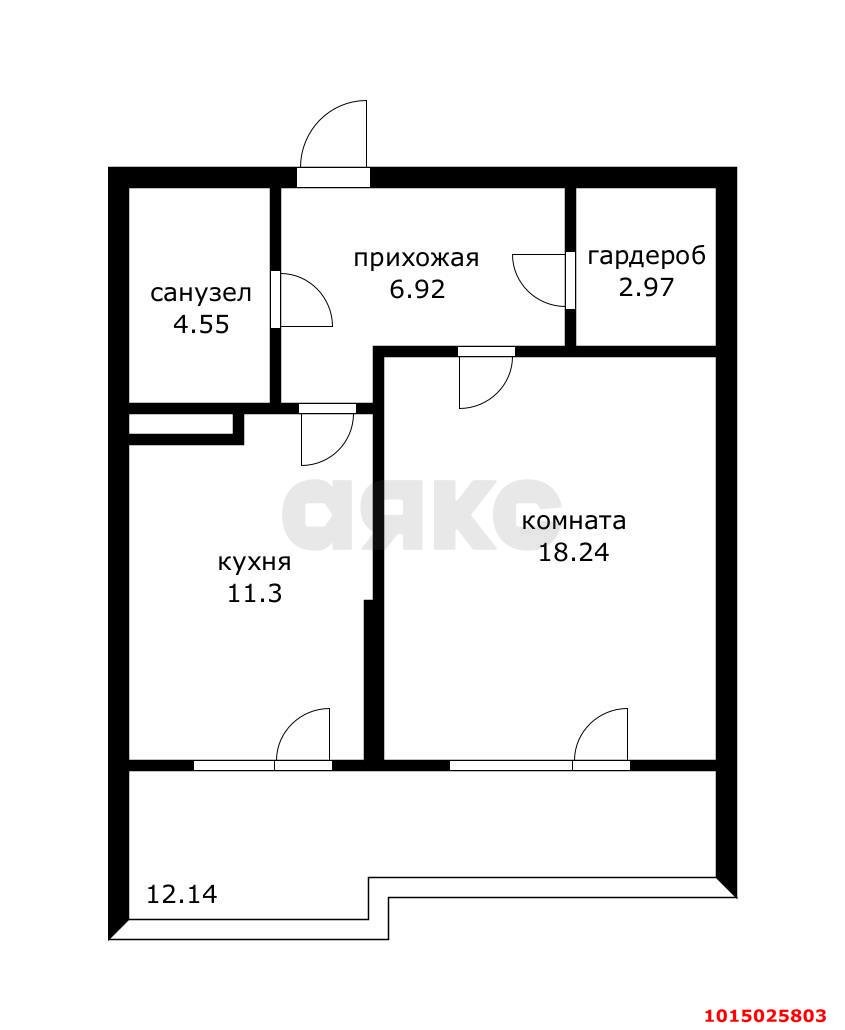 Фото №12: 1-комнатная квартира 56&nbsp;м², 5/17&nbsp;эт. - Краснодар, Карасунский внутригородской округ, мкр. Комсомольский, ул. Тюляева, 2/1