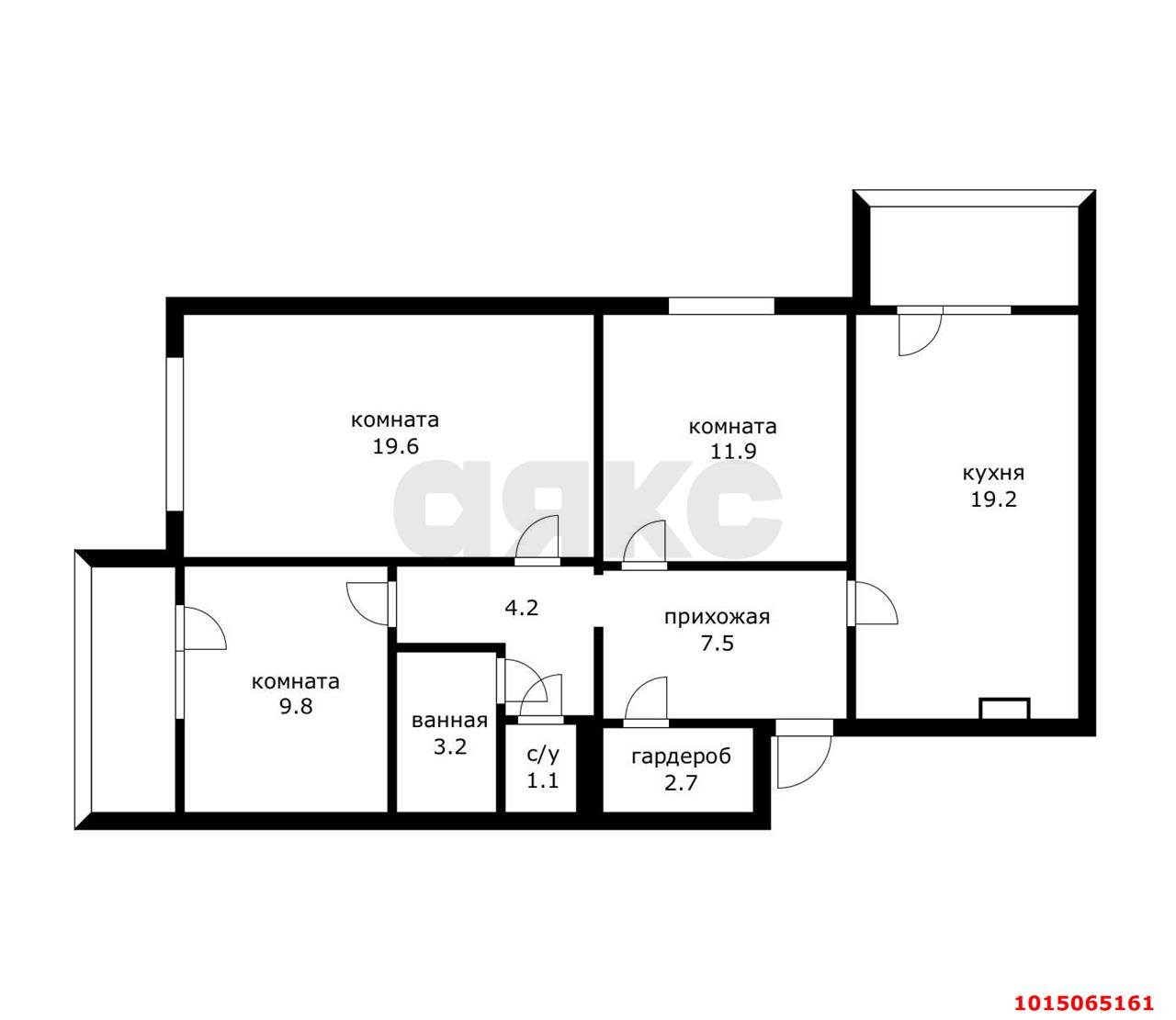 Фото №4: 3-комнатная квартира 79&nbsp;м², 1/16&nbsp;эт. - Краснодар, Прикубанский внутригородской округ, мкр. Московский, ул. Карякина, 19