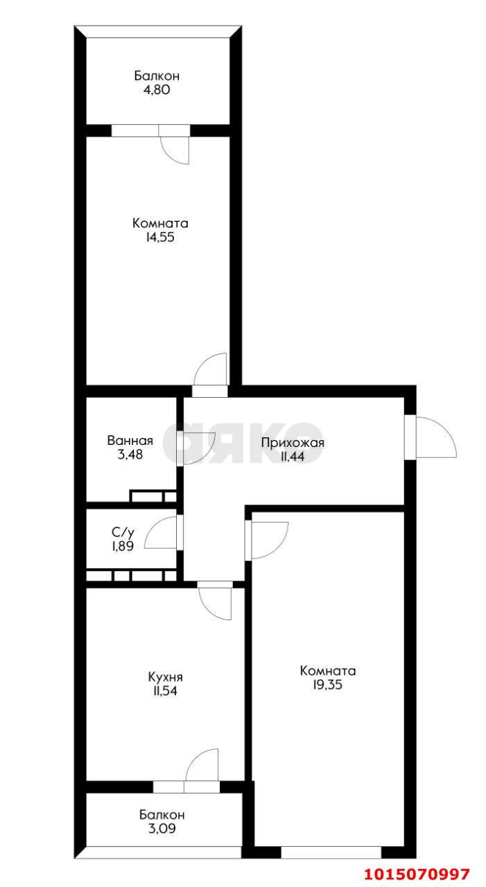 Фото №18: 2-комнатная квартира 60&nbsp;м², 8/17&nbsp;эт. - Краснодар, Прикубанский внутригородской округ, Музыкальный, мкр. ЖК Территория Счастья, ул. Евгении Жигуленко, 3к1