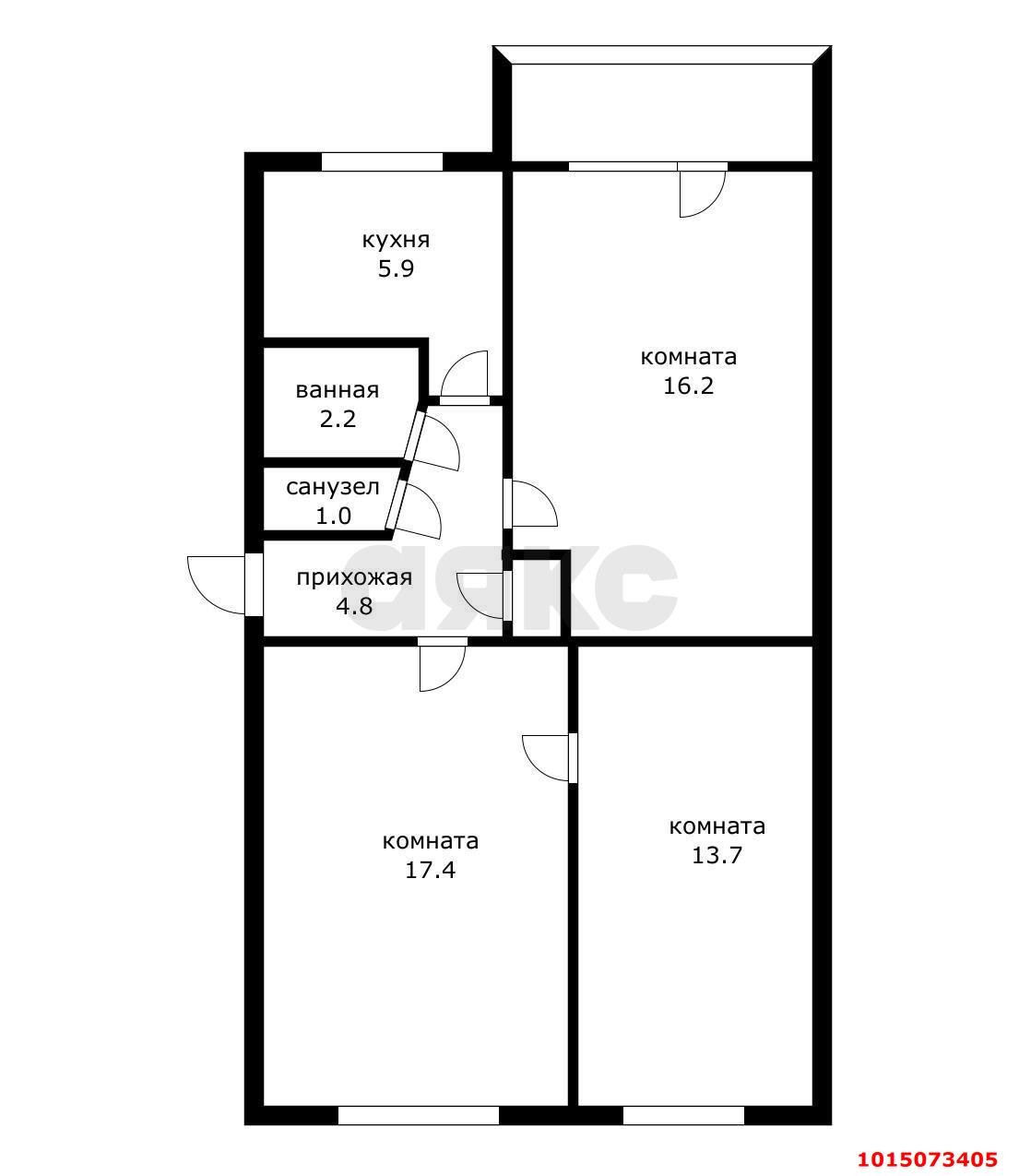 Фото №11: 3-комнатная квартира 64&nbsp;м², 3/5&nbsp;эт. - Краснодар, Карасунский внутригородской округ, мкр. Хлопчато-бумажный Комбинат, ул. Новороссийская, 182