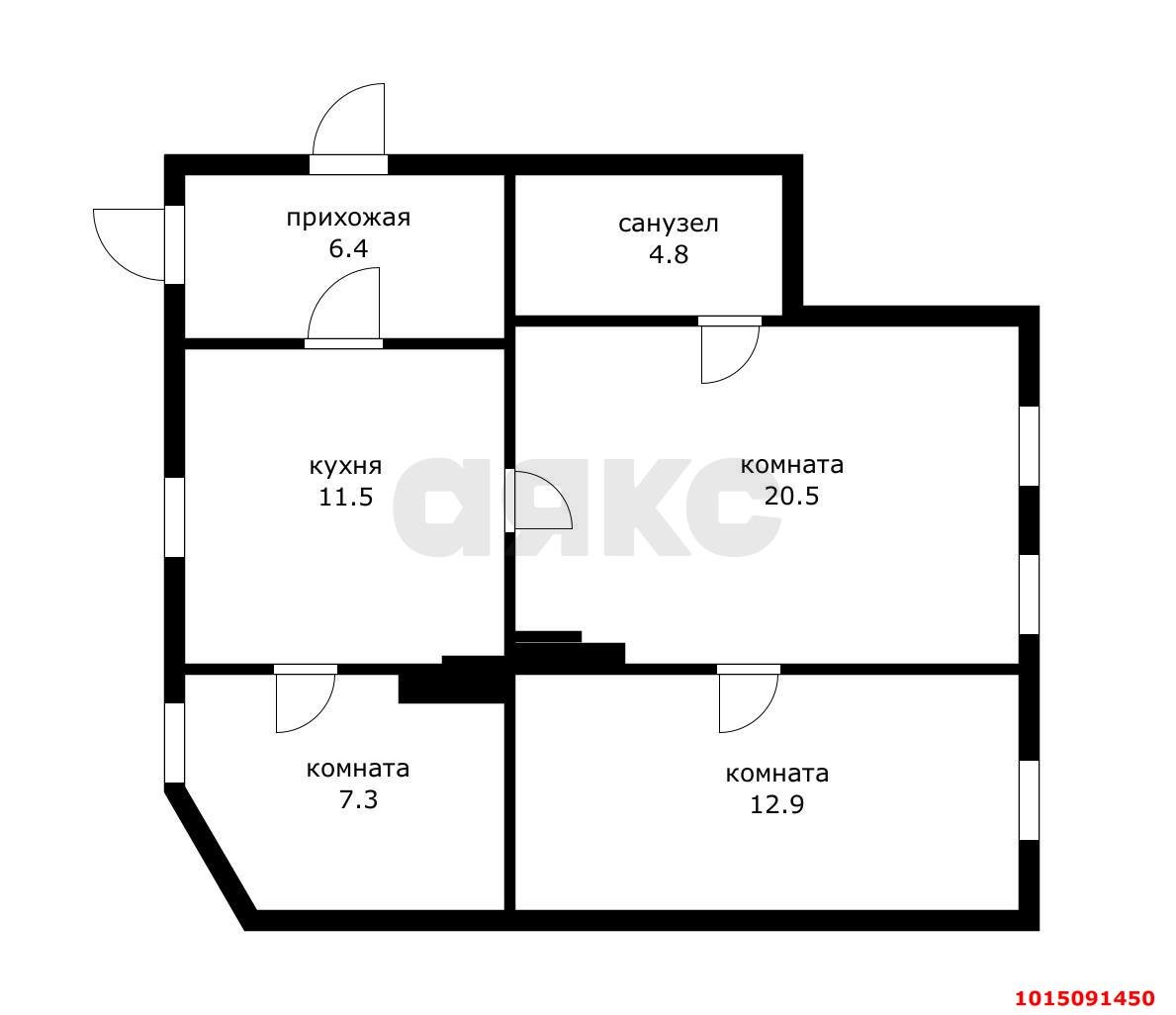 Фото №13: 3-комнатная квартира 61&nbsp;м², 1/2&nbsp;эт. - Краснодар, Центральный внутригородской округ, мкр. Центральный, ул. Мира, 78