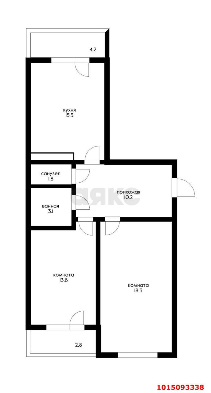 Фото №10: 2-комнатная квартира 70&nbsp;м², 3/8&nbsp;эт. - Краснодар, Карасунский внутригородской округ, ЖК Марсель, ж/р Новознаменский, ул. Войсковая, 20к3