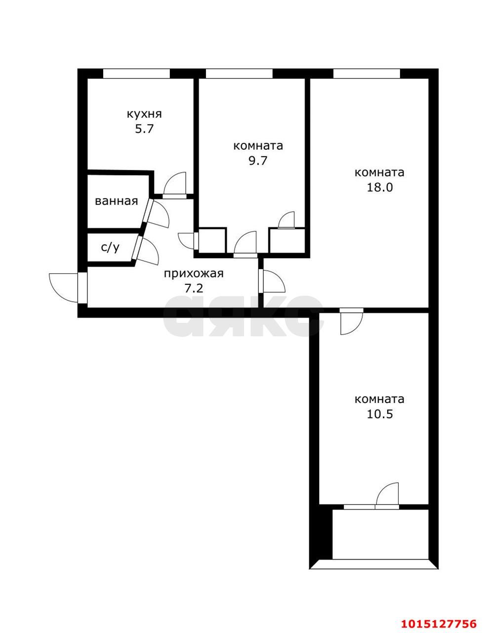 Фото №1: 3-комнатная квартира 57&nbsp;м², 4/5&nbsp;эт. - Берёзовый, Прикубанский внутригородской округ, мкр. Витаминкомбинат, ул. Целиноградская, 12