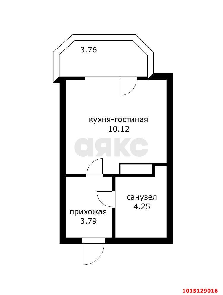 Фото №8: Студия 22&nbsp;м², 12/16&nbsp;эт. - Краснодар, Прикубанский внутригородской округ, Славянский, мкр. Светлоград, ул. Красных Партизан, 1/4к16