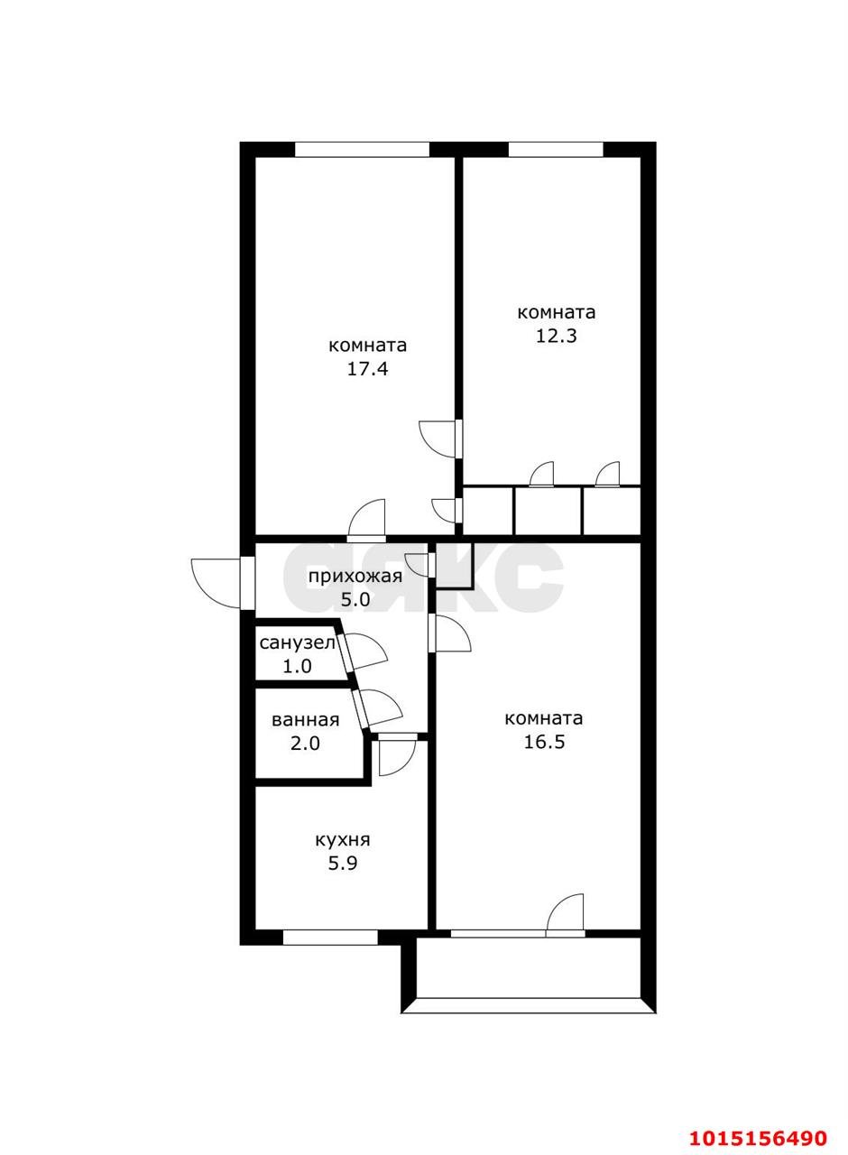 Фото №3: 3-комнатная квартира 65&nbsp;м², 4/5&nbsp;эт. - Краснодар, Прикубанский внутригородской округ, мкр. Славянский, ул. Темрюкская, 65