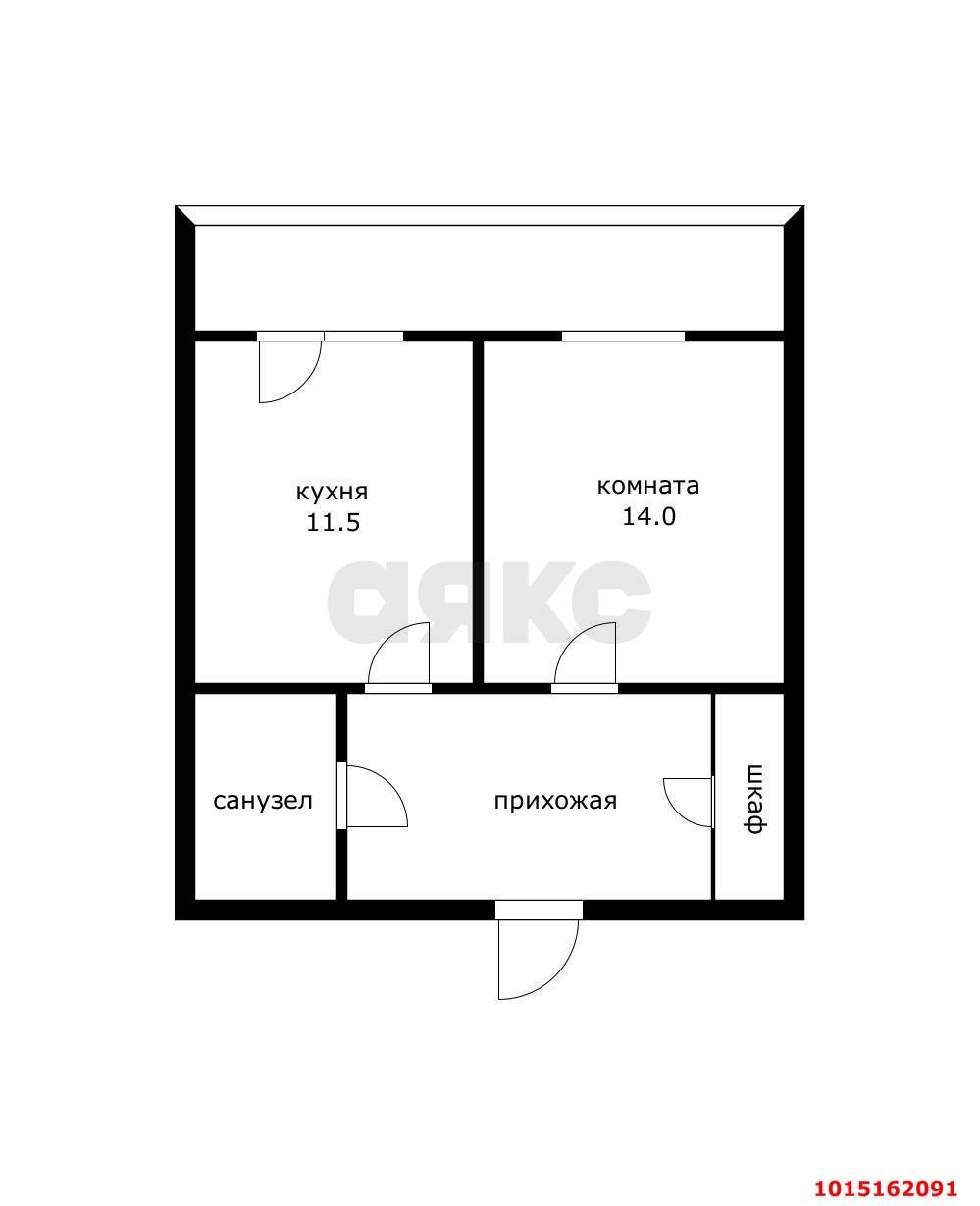 Фото №8: 1-комнатная квартира 34&nbsp;м², 1/6&nbsp;эт. - Краснодар, Прикубанский внутригородской округ, Калинино, мкр. Завод Радиоизмерительных Приборов, ул. Яснополянская, 4