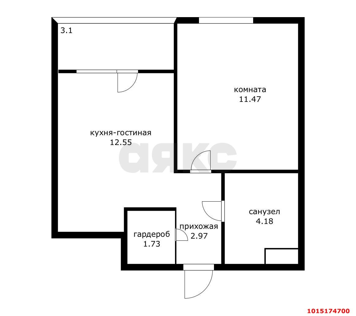 Фото №15: 1-комнатная квартира 36&nbsp;м², 22/24&nbsp;эт. - Краснодар, Центральный внутригородской округ, Табачная Фабрика, мкр. ЖК Все Свои Вип, ул. Колхозная, 5/2
