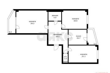 Фото №1: 3-комнатная квартира 103&nbsp;м², 9/10&nbsp;эт. - Краснодар, мкр. Центральный, ул. Карасунская набережная, 99