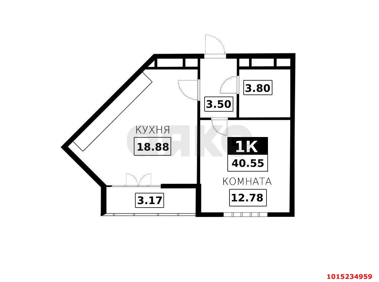 Фото №5: 1-комнатная квартира 41&nbsp;м², 19/24&nbsp;эт. - Краснодар, Прикубанский внутригородской округ, Круглик, жилой комплекс Сердце, мкр. Школьный, ул. Школьная, 1