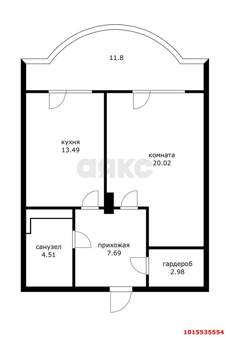 Фото №13: 1-комнатная квартира 60&nbsp;м², 7/16&nbsp;эт. - Краснодар, Западный внутригородской округ, мкр. Фестивальный, ул. Монтажников, 12/1