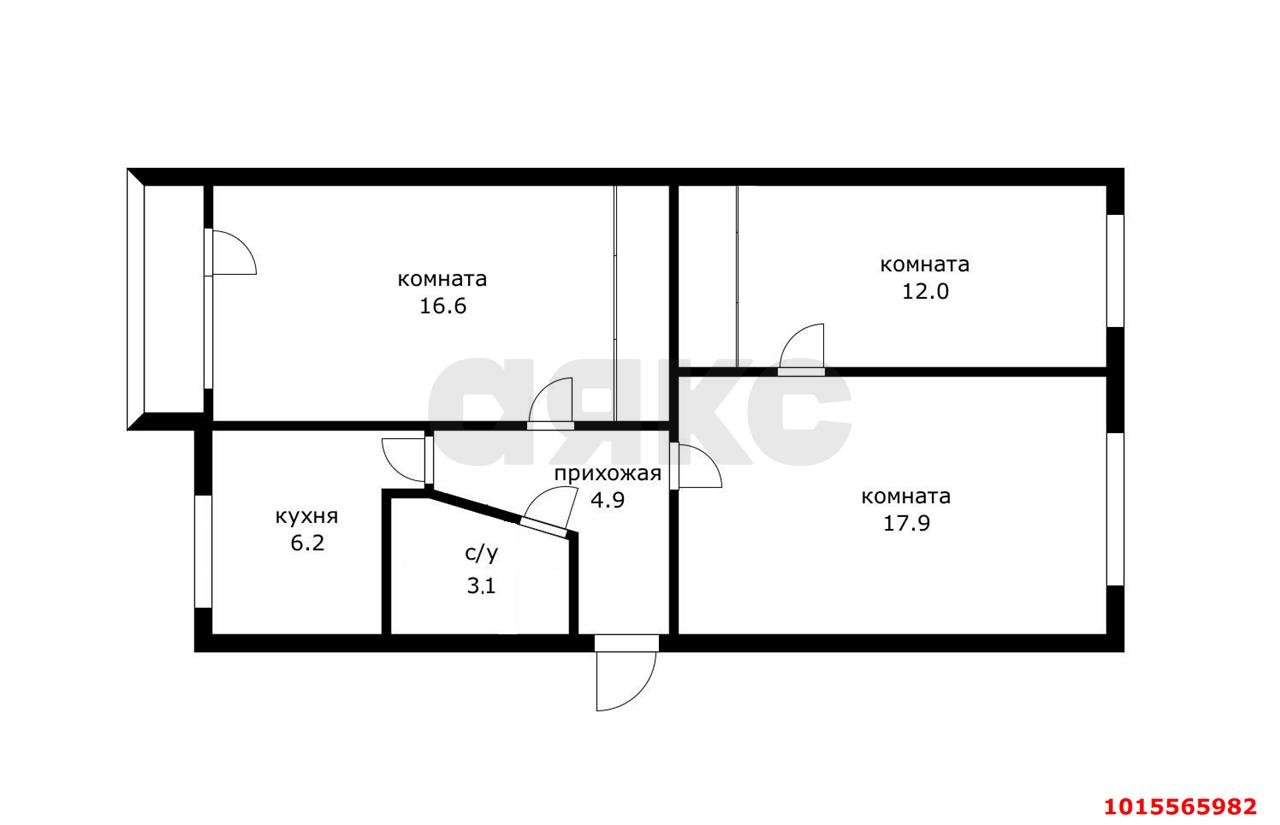 Фото №11: 3-комнатная квартира 62&nbsp;м², 2/5&nbsp;эт. - Краснодар, Прикубанский внутригородской округ, мкр. Славянский, ул. имени Толбухина, 89