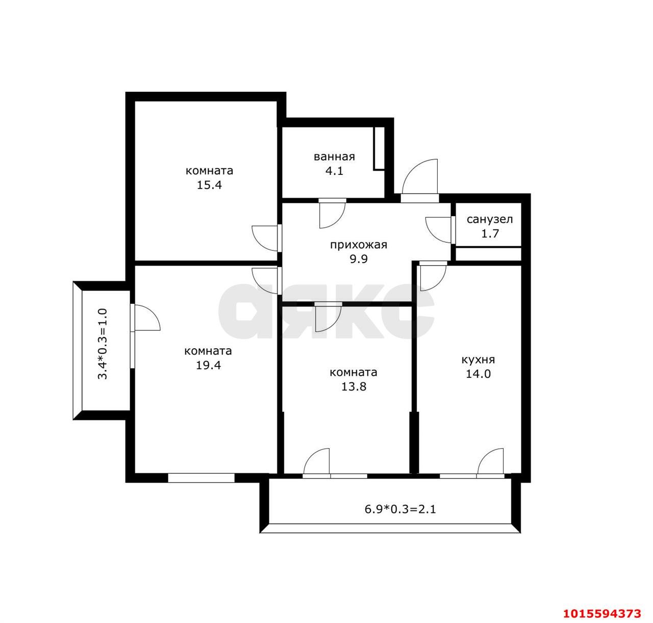 Фото №26: 3-комнатная квартира 78&nbsp;м², 2/18&nbsp;эт. - Краснодар, Карасунский внутригородской округ, мкр. жилой комплекс Трилогия, ул. имени Невкипелого, 24/2к2