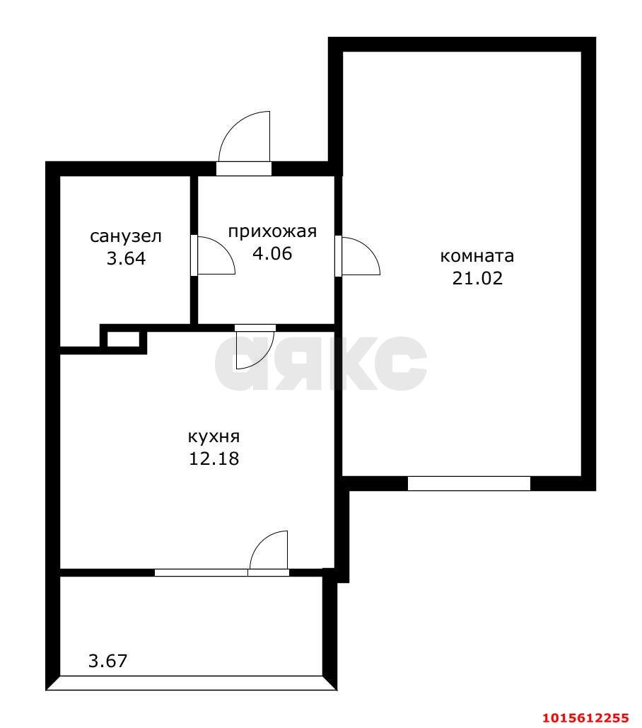 Фото №5: 1-комнатная квартира 44&nbsp;м², 12/12&nbsp;эт. - Краснодар, Карасунский внутригородской округ, мкр. Сосновый Бор, ул. имени Виктора Нарыкова, 6