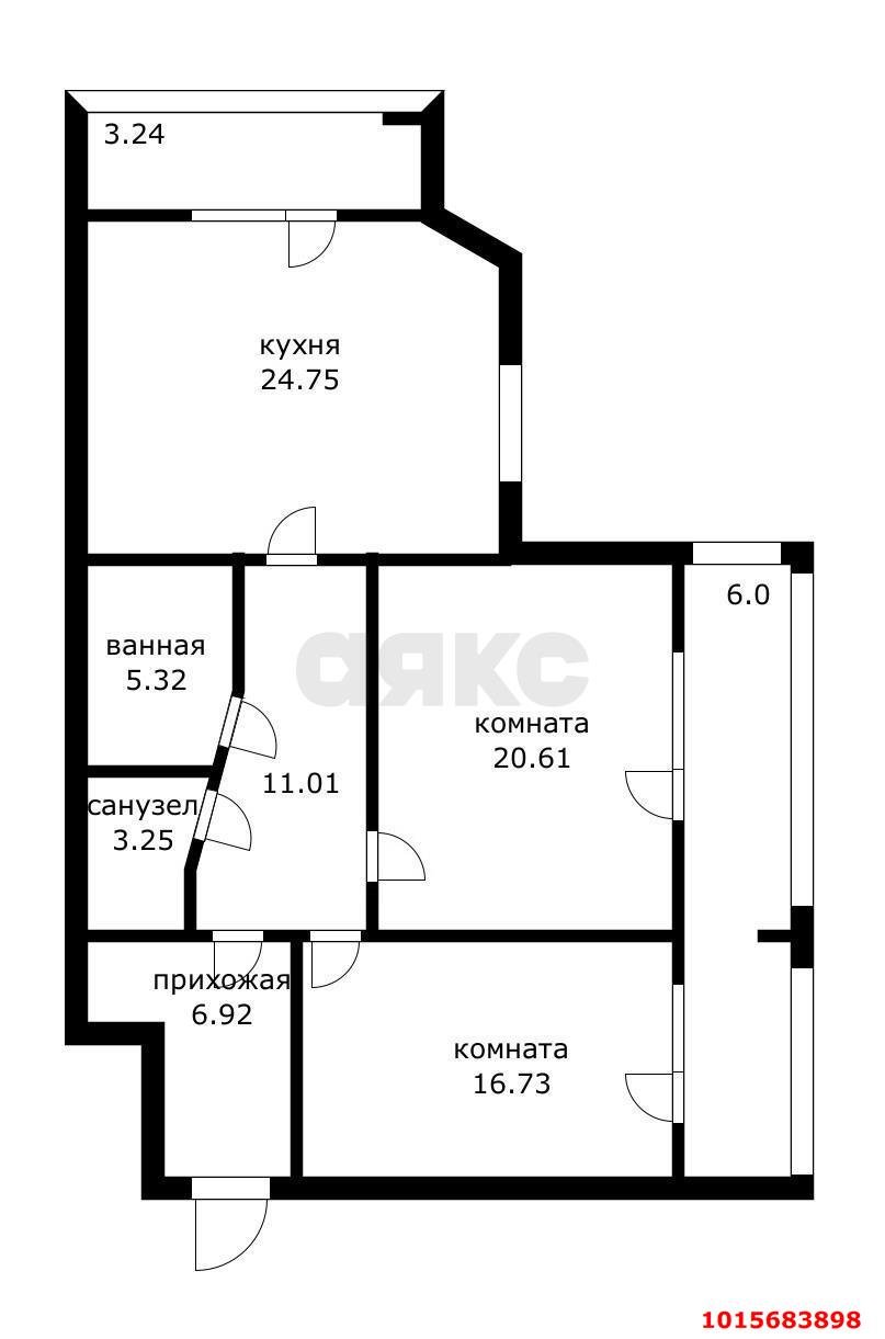 Фото №12: 2-комнатная квартира 97&nbsp;м², 6/7&nbsp;эт. - Краснодар, Прикубанский внутригородской округ, мкр. Музыкальный, ул. Аксайская, 40/1