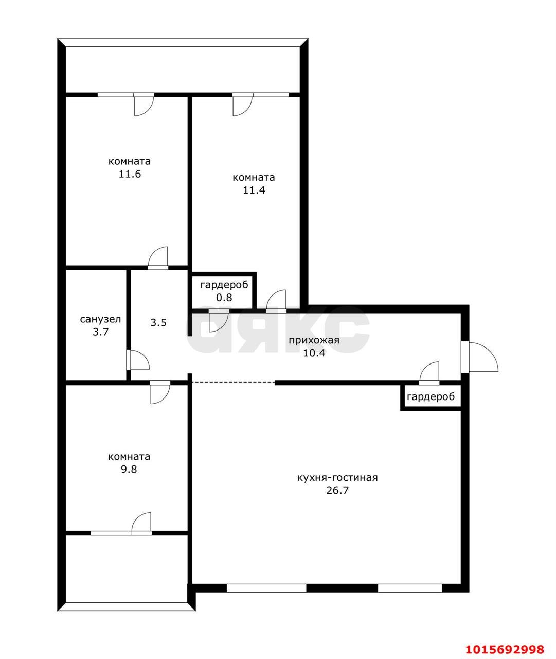 Фото №12: 4-комнатная квартира 78&nbsp;м², 9/9&nbsp;эт. - Краснодар, Карасунский внутригородской округ, мкр. Гидростроителей, ул. имени Игнатова, 10