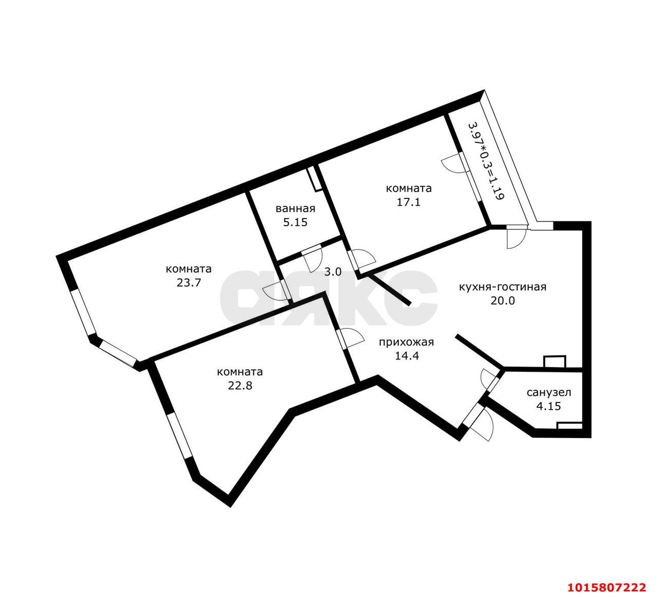 Фото №15: 3-комнатная квартира 115&nbsp;м², 13/24&nbsp;эт. - Краснодар, Западный внутригородской округ, Фестивальный, мкр. ЖК Аврора, ул. Гаражная, 67