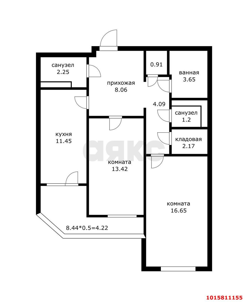 Фото №4: 2-комнатная квартира 65&nbsp;м², 3/24&nbsp;эт. - Краснодар, Прикубанский внутригородской округ, Молодёжный, мкр. жилой комплекс Дуэт, ул. Душистая, 77