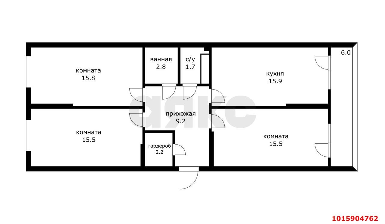 Фото №10: 3-комнатная квартира 78&nbsp;м², 16/16&nbsp;эт. - Краснодар, Прикубанский внутригородской округ, мкр. жилой комплекс Самолёт-4, ул. Ивана Беличенко, 89