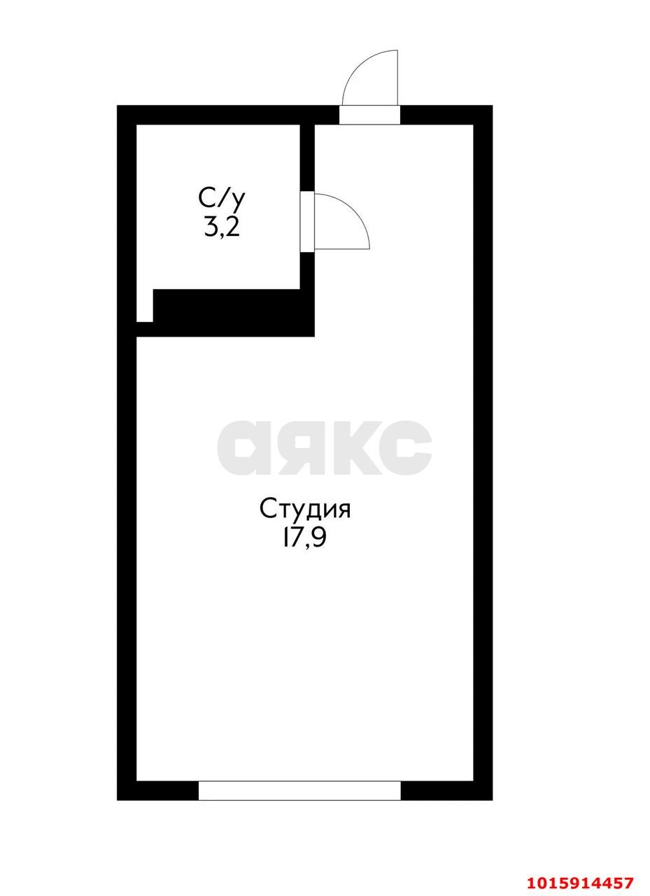 Фото №4: Студия 20&nbsp;м², 11/16&nbsp;эт. - Краснодар, Прикубанский внутригородской округ, мкр. Догма Парк, ул. Марины Цветаевой, 1к1