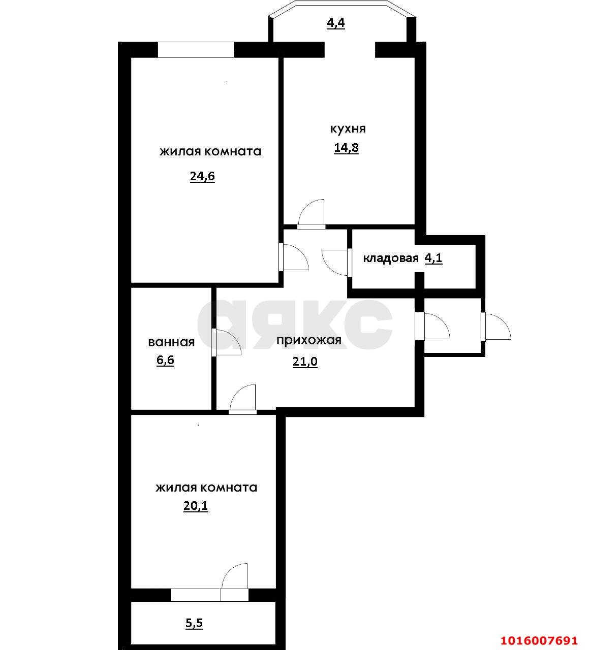 Фото №15: 2-комнатная квартира 101&nbsp;м², 2/7&nbsp;эт. - Краснодар, Центральный внутригородской округ, Покровка, мкр. Центральный, ул. Карасунская набережная, 32
