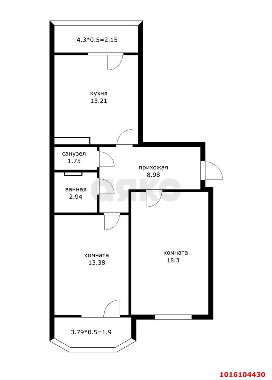 Фото №13: 2-комнатная квартира 62&nbsp;м², 3/22&nbsp;эт. - Краснодар, Прикубанский внутригородской округ, мкр. Достояние, ул. Григория Булгакова, 10