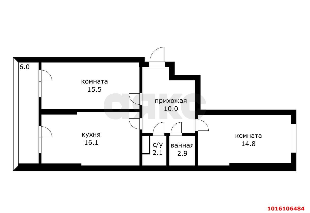 Фото №14: 2-комнатная квартира 68&nbsp;м², 8/16&nbsp;эт. - Краснодар, Прикубанский внутригородской округ, мкр. жилой комплекс Самолёт-4, ул. Ивана Беличенко, 95к1