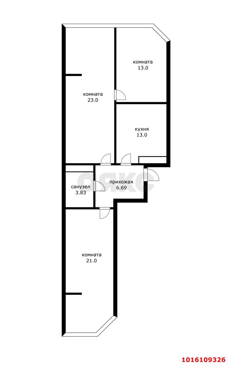 Фото №13: 3-комнатная квартира 59&nbsp;м², 2/24&nbsp;эт. - Краснодар, Прикубанский внутригородской округ, мкр. Любимово, 2