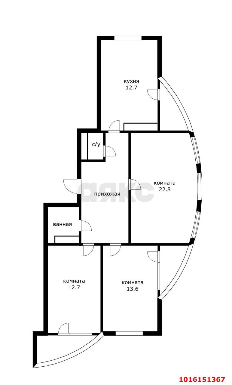 Фото №5: 3-комнатная квартира 85&nbsp;м², 6/17&nbsp;эт. - Краснодар, Прикубанский внутригородской округ, мкр. Краевая Клиническая Больница, ул. Домбайская, 6