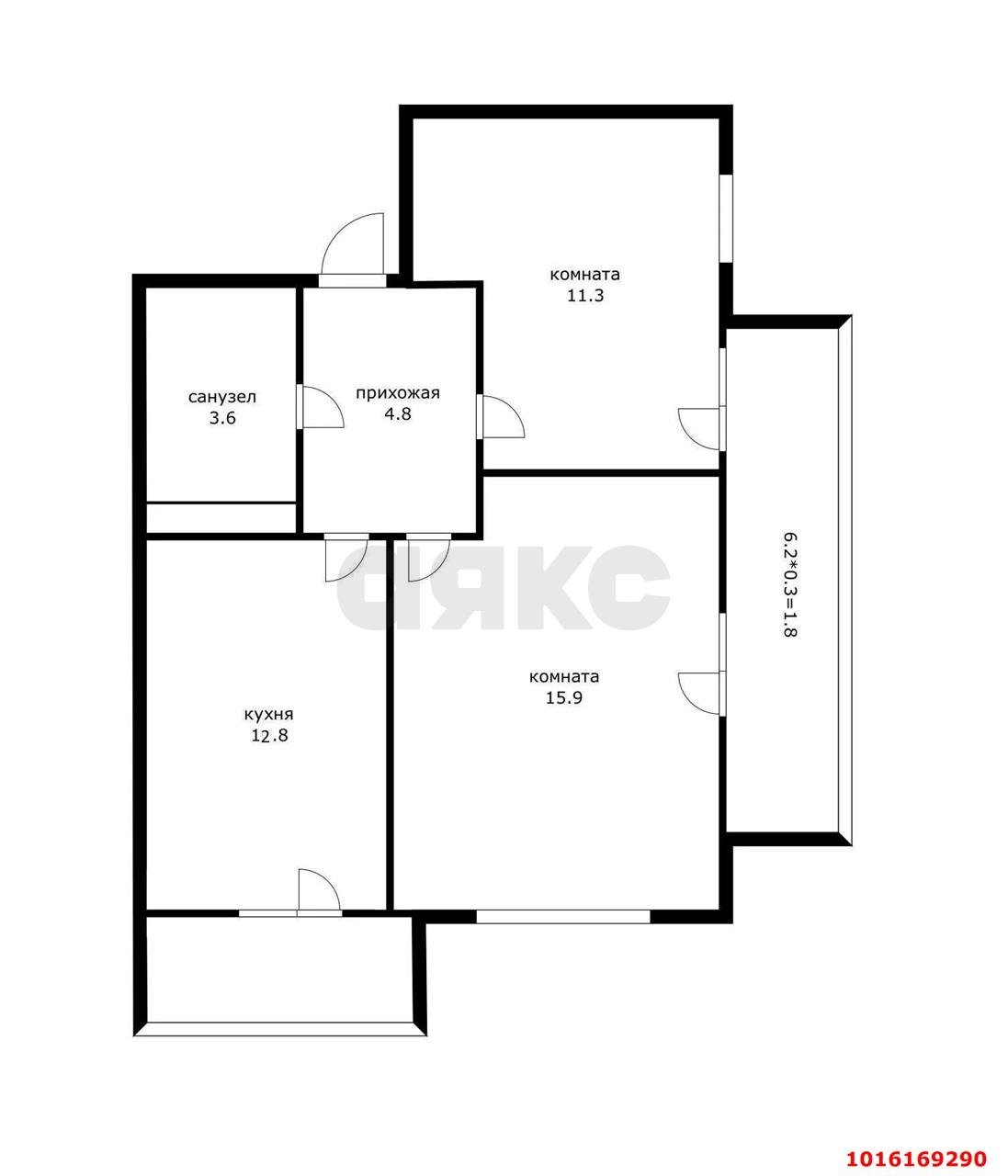 Фото №8: 2-комнатная квартира 47&nbsp;м², 9/19&nbsp;эт. - Краснодар, мкр. Карасунский внутригородской округ, ул. Пашковский Перекат, 2А