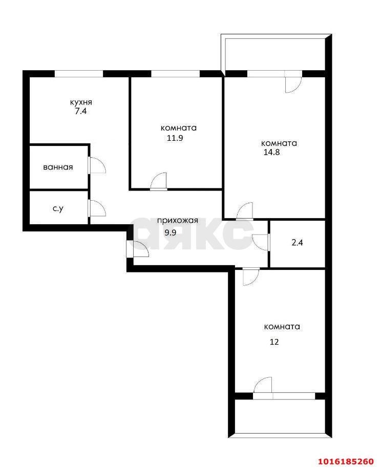Фото №9: 3-комнатная квартира 71&nbsp;м², 1/9&nbsp;эт. - Краснодар, Прикубанский внутригородской округ, мкр. Фестивальный, ул. имени Тургенева, 179