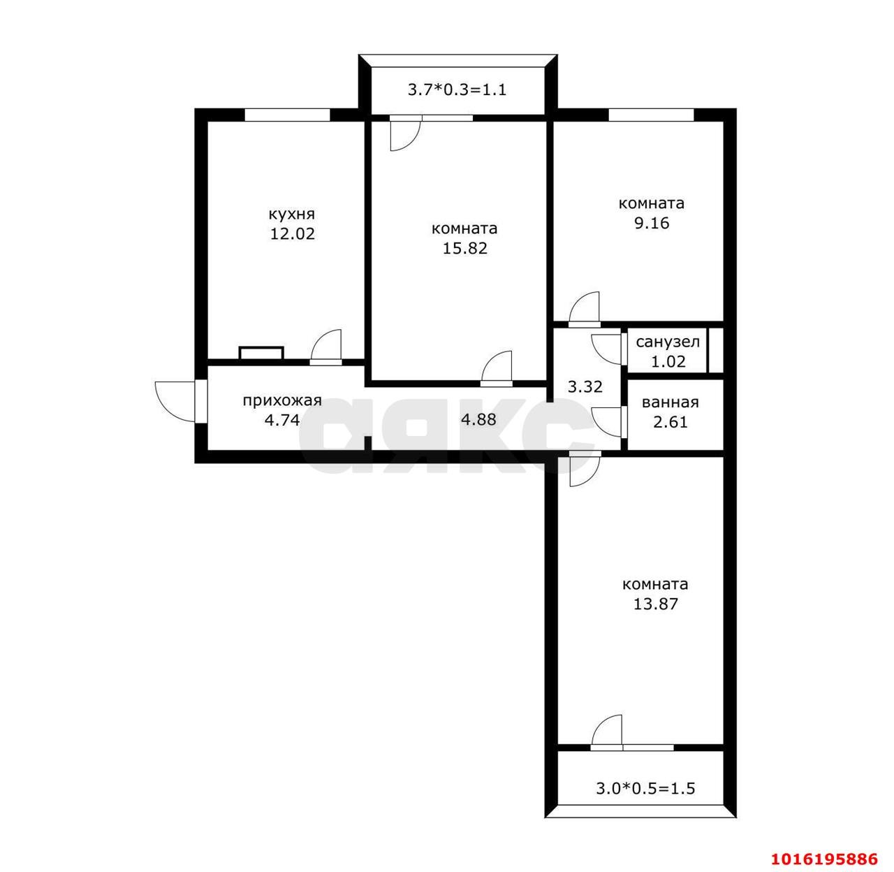 Фото №18: 3-комнатная квартира 75&nbsp;м², 5/16&nbsp;эт. - Краснодар, Прикубанский внутригородской округ, мкр. Микрохирургии глаза, ул. Академика Лукьяненко, 8