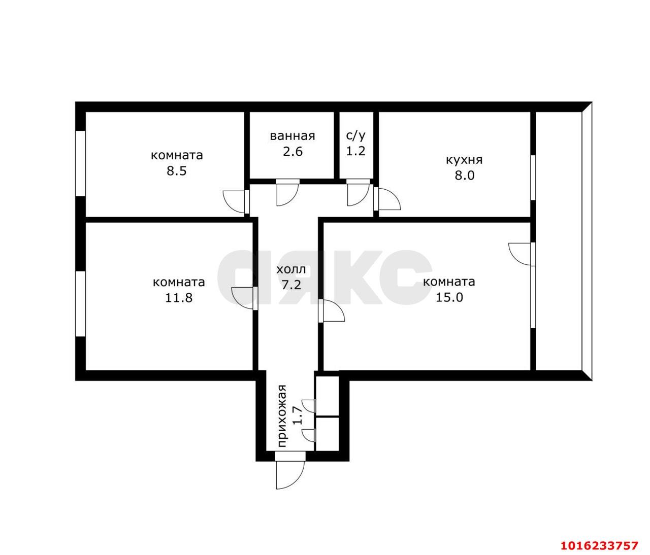 Фото №9: 3-комнатная квартира 56&nbsp;м², 2/9&nbsp;эт. - Краснодар, Карасунский внутригородской округ, мкр. Черёмушки, ул. Ставропольская, 209