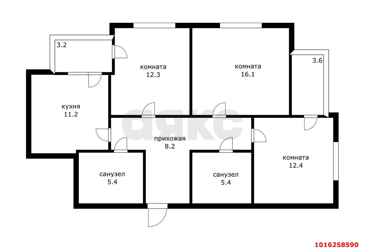 Фото №3: 3-комнатная квартира 81&nbsp;м², 8/9&nbsp;эт. - Краснодар, Прикубанский внутригородской округ, мкр. Музыкальный, ул. Московская, 158/4