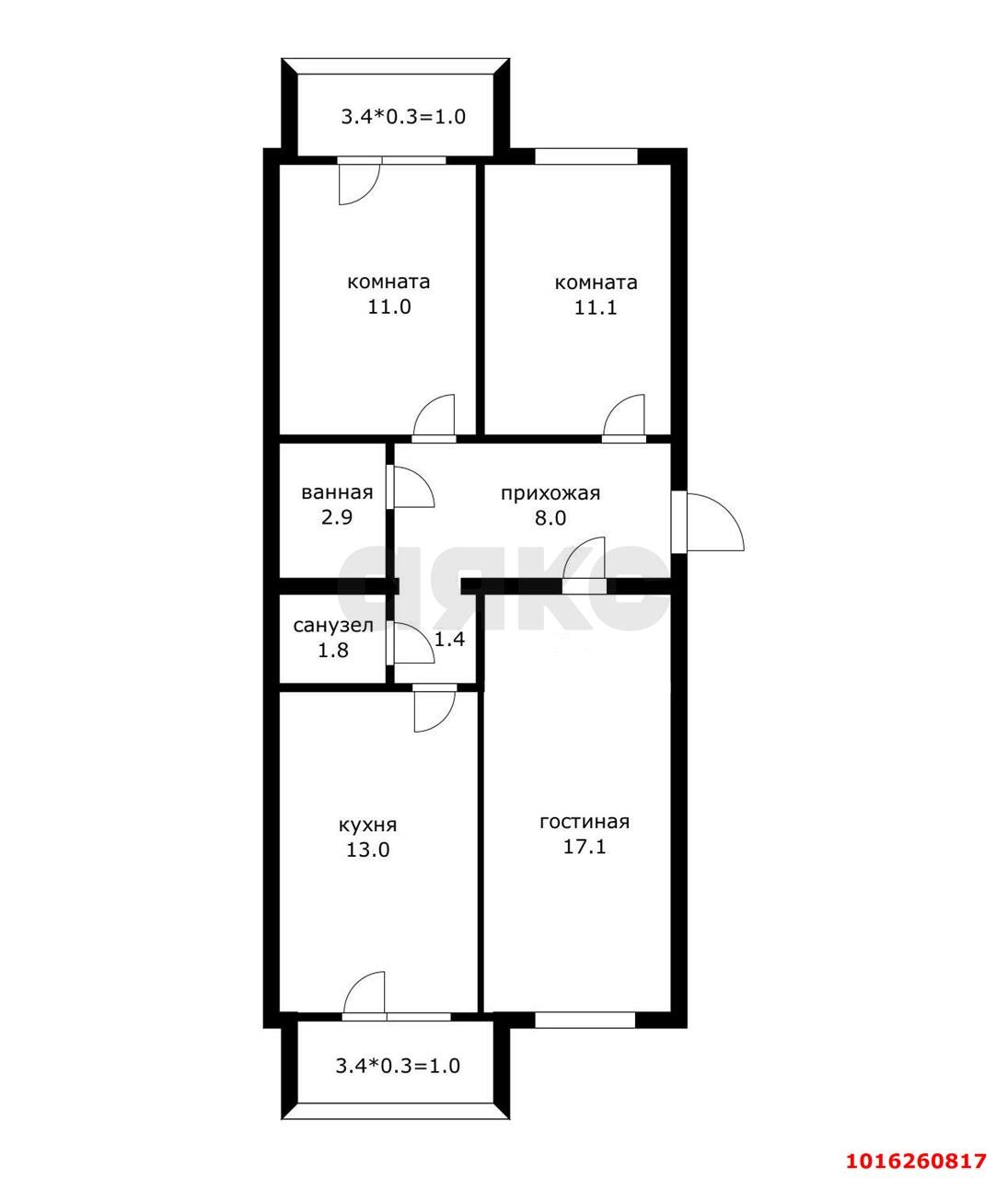 Фото №12: 3-комнатная квартира 66&nbsp;м², 3/5&nbsp;эт. - Новая Адыгея, мкр. ЖК Дарград, ул. Тургеневское шоссе, 33/3к18