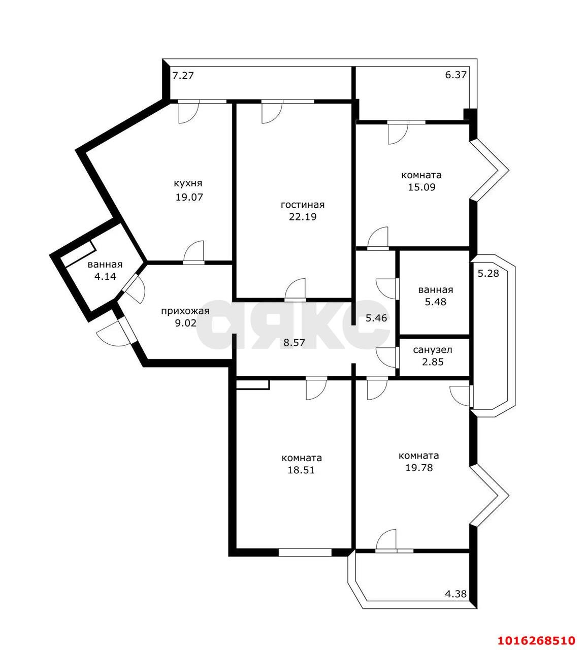Фото №21: 4-комнатная квартира 150&nbsp;м², 19/24&nbsp;эт. - Краснодар, Западный внутригородской округ, мкр. Центральный, ул. Кубанская набережная, 31/1