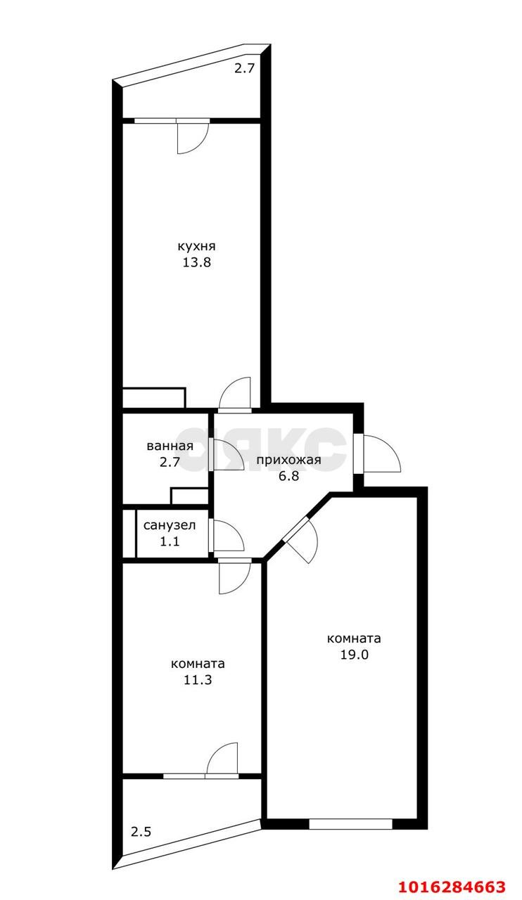 Фото №12: 2-комнатная квартира 60&nbsp;м², 7/12&nbsp;эт. - Яблоновский, мкр. жилой комплекс Дом на Луговой, ул. Луговая, 7/6