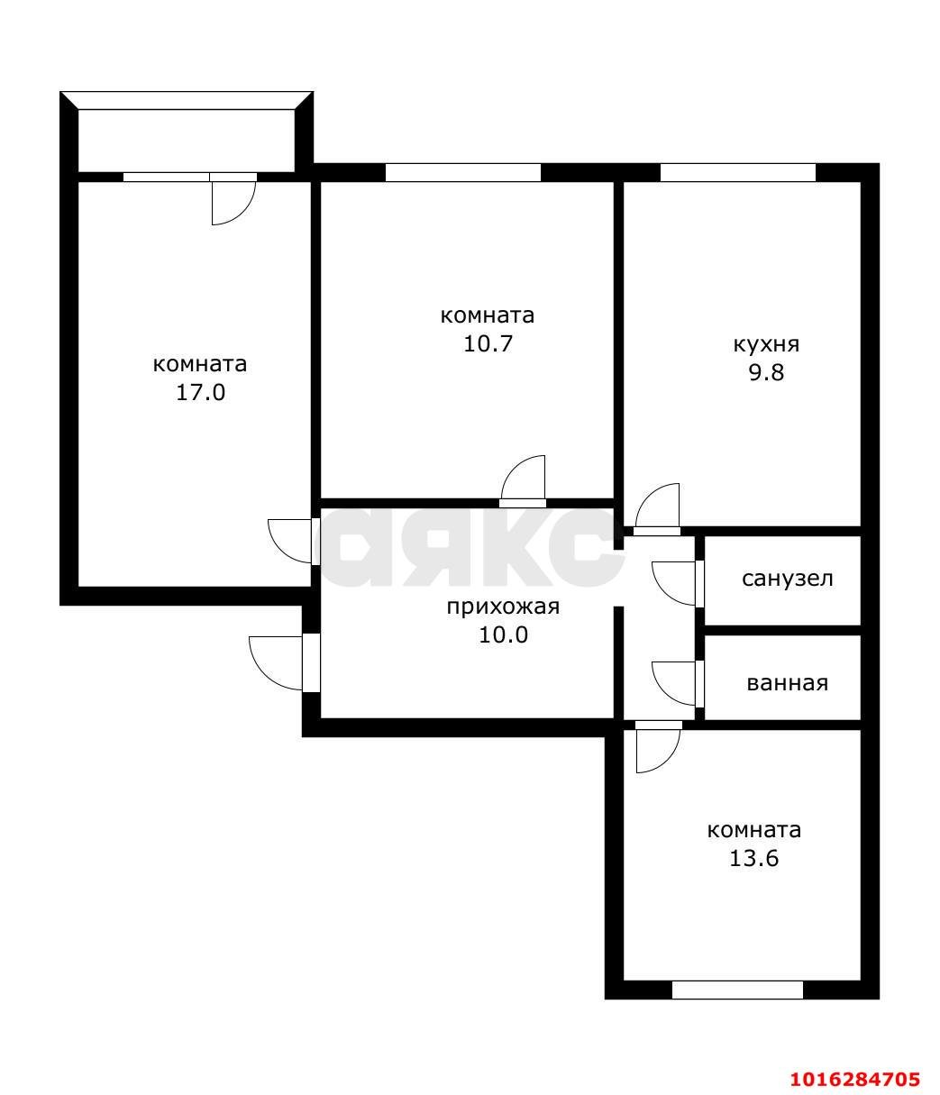 Фото №19: 3-комнатная квартира 72&nbsp;м², 2/7&nbsp;эт. - Яблоновский, мкр. ЖК Солнечный, ул. Солнечная, 55/1к2