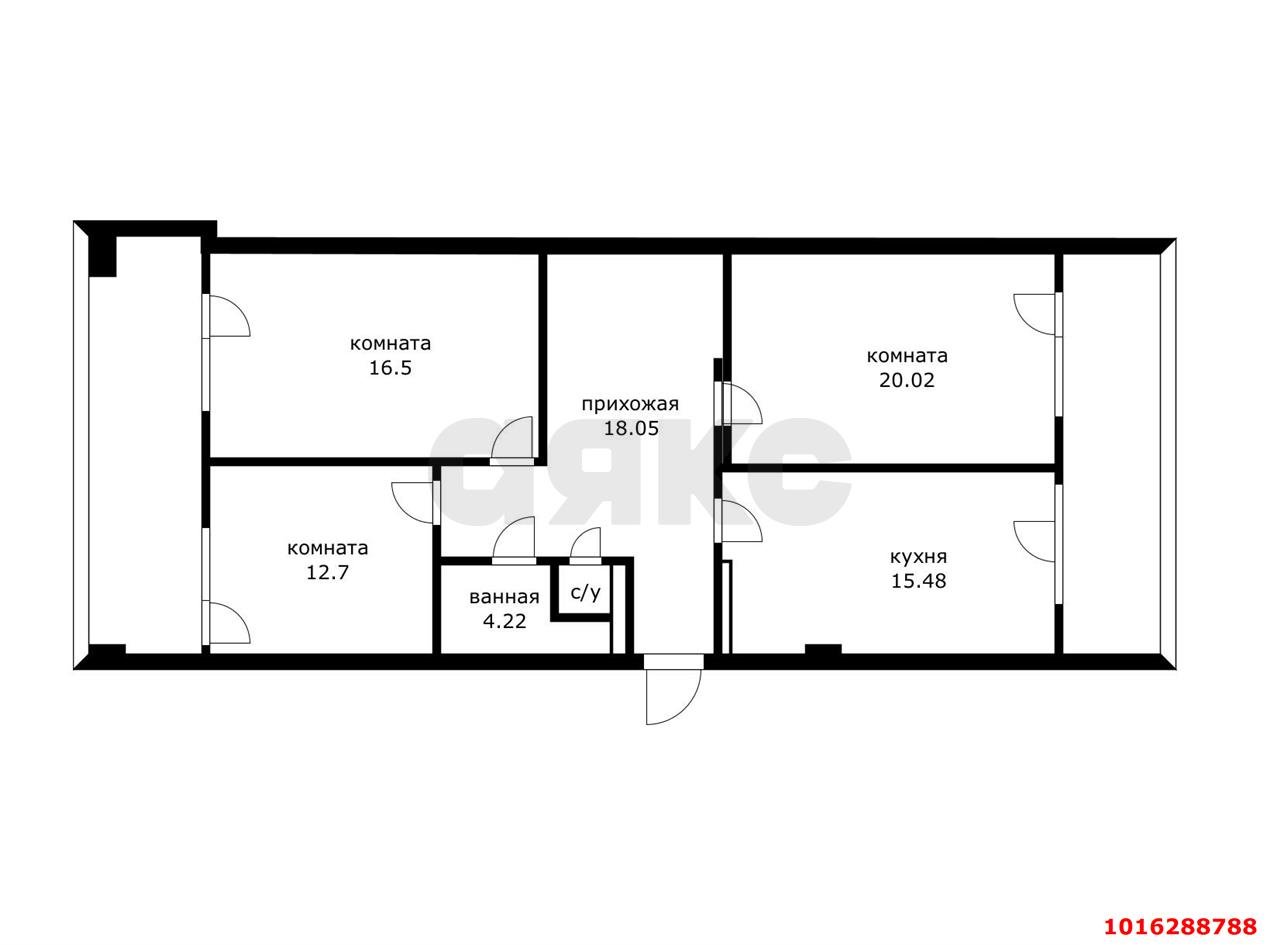 Фото №20: 3-комнатная квартира 90&nbsp;м², 4/15&nbsp;эт. - Краснодар, Западный внутригородской округ, мкр. Юбилейный, пр-кт Чекистов, 42