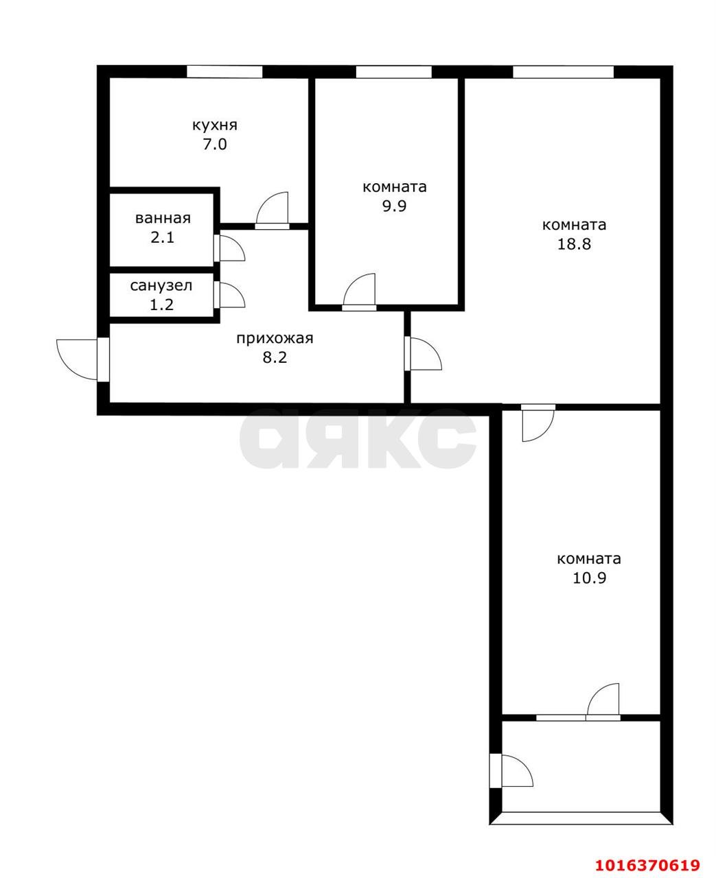 Фото №8: 3-комнатная квартира 58&nbsp;м², 8/9&nbsp;эт. - Краснодар, Карасунский внутригородской округ, мкр. Черёмушки, ул. Селезнёва, 126