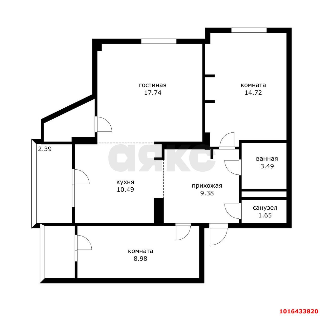 Фото №6: 3-комнатная квартира 72&nbsp;м², 8/16&nbsp;эт. - Краснодар, Карасунский внутригородской округ, Гидростроителей, мкр. жилой комплекс Небесная Лазурь, ул. Невкипелого, 2