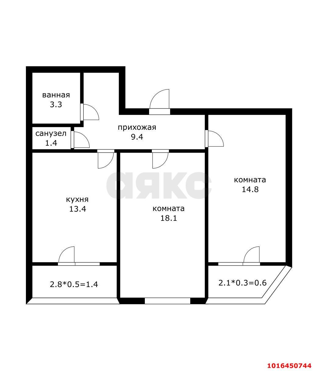 Фото №8: 2-комнатная квартира 61&nbsp;м², 3/3&nbsp;эт. - Краснодар, Прикубанский внутригородской округ, мкр. ЖК Прованс, ул. Генерала Петрова, 35