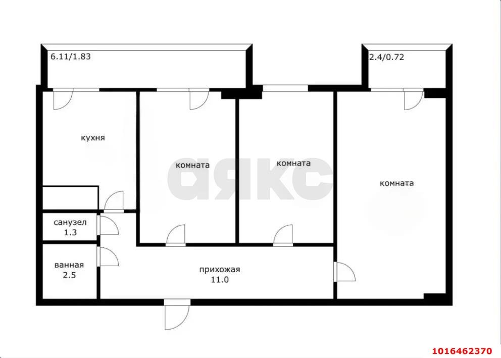 Фото №10: 3-комнатная квартира 75&nbsp;м², 15/17&nbsp;эт. - Краснодар, Прикубанский внутригородской округ, Музыкальный, ЖК Времена Года, мкр. имени Петра Метальникова, ул. Петра Метальникова, 5к1