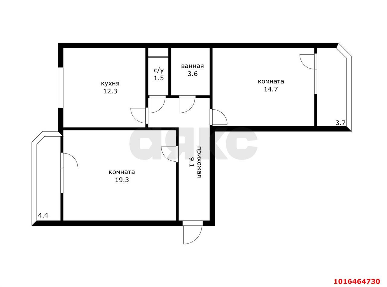 Фото №18: 2-комнатная квартира 60&nbsp;м², 1/5&nbsp;эт. - Яблоновский, мкр. ЖК Солнечный, ул. Солнечная, 55/1к12