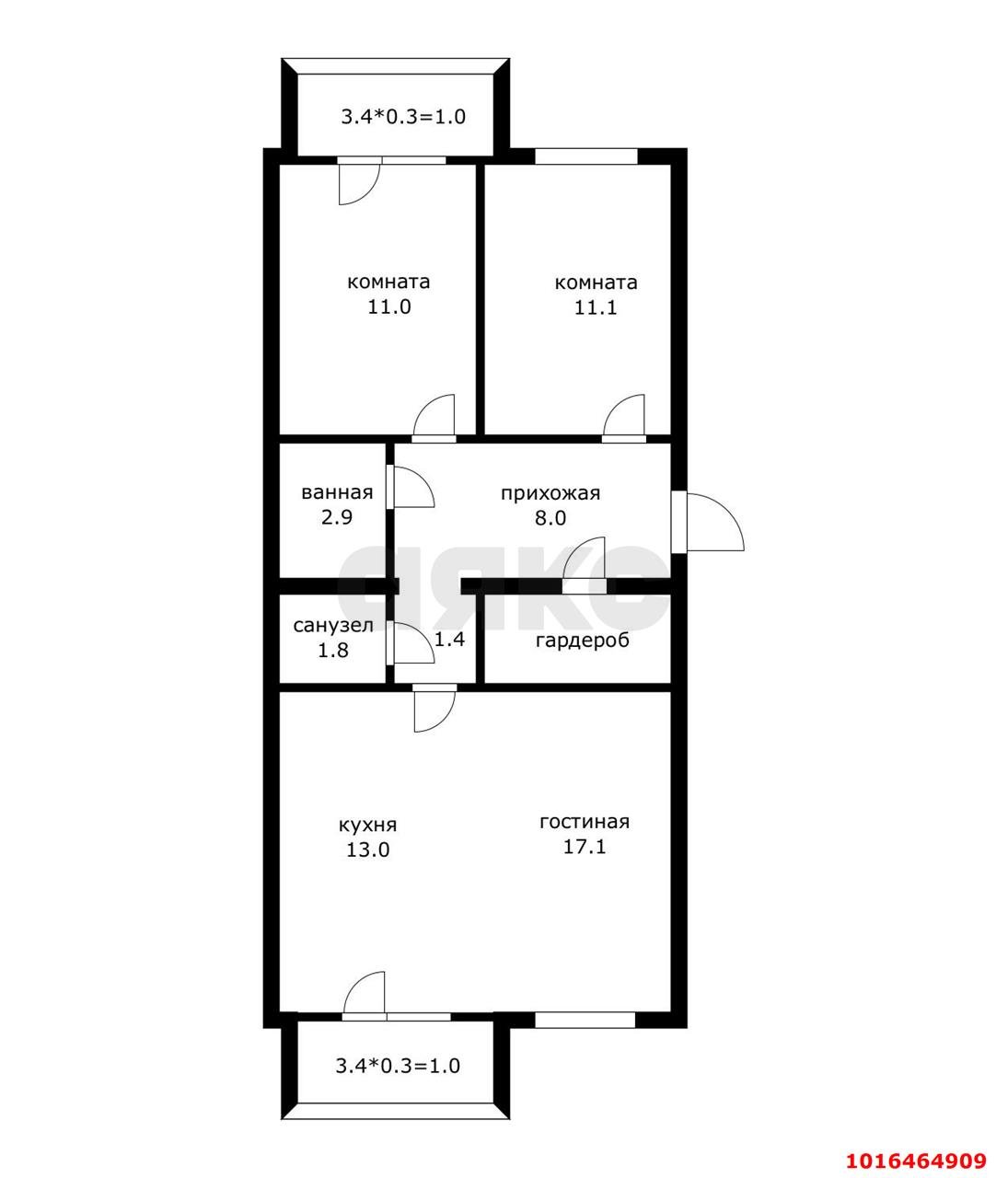 Фото №15: 3-комнатная квартира 72&nbsp;м², 4/5&nbsp;эт. - Новая Адыгея, мкр. ЖК Дарград, ул. Тургеневское шоссе, 33/3к15