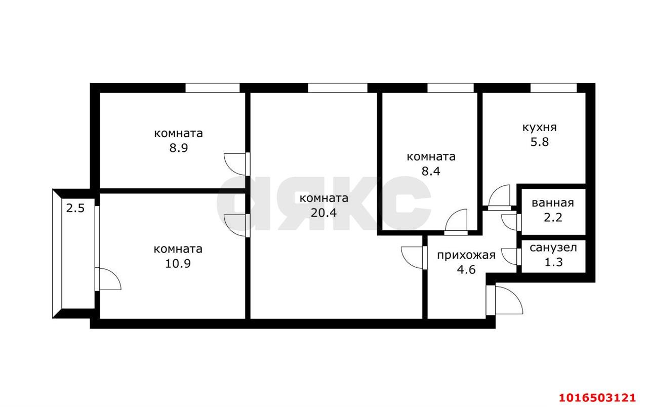 Фото №7: 3-комнатная квартира 62&nbsp;м², 5/5&nbsp;эт. - Краснодар, Прикубанский внутригородской округ, мкр. Славянский, ул. Красных Партизан, 161/3