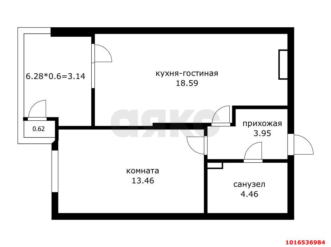 Фото №10: 1-комнатная квартира 44&nbsp;м², 19/21&nbsp;эт. - Краснодар, Прикубанский внутригородской округ, мкр. Образцово, ул. Штурвальная, 8