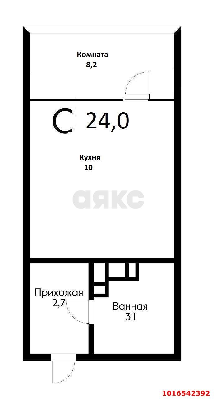 Фото №12: Студия 24&nbsp;м², 7/19&nbsp;эт. - Краснодар, Прикубанский внутригородской округ, Калинино, Завод Радиоизмерительных Приборов, мкр. ЖК Акварели-2, ул. Тепличная, 62/1к1