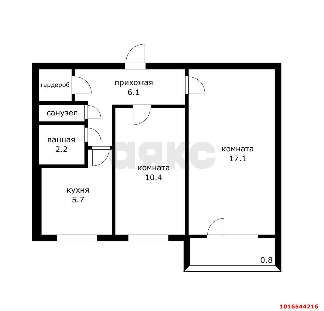 Фото №8: 2-комнатная квартира 44&nbsp;м², 5/5&nbsp;эт. - Краснодар, Прикубанский внутригородской округ, мкр. Фестивальный, ул. Воровского, 223/1