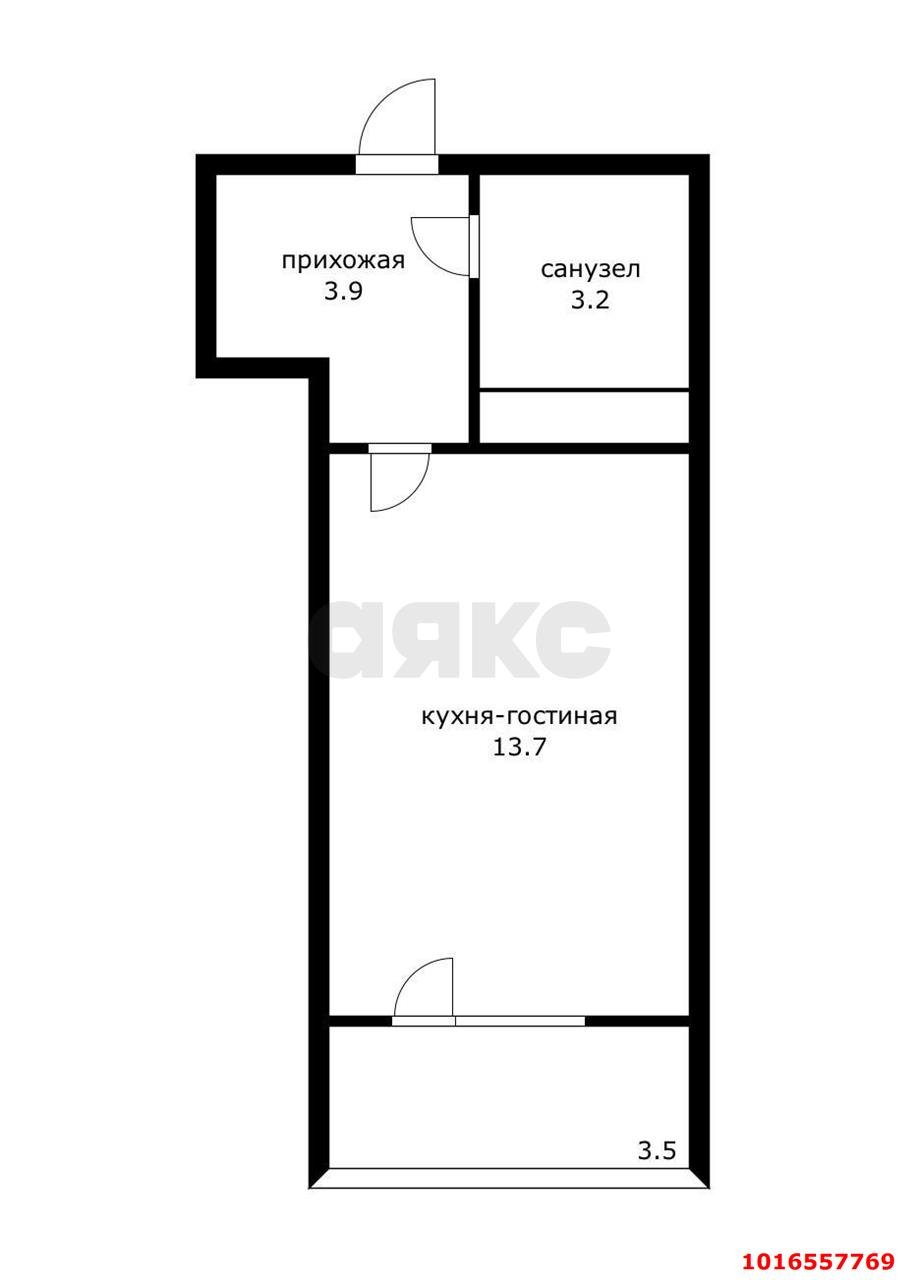 Фото №15: Студия 24&nbsp;м², 12/19&nbsp;эт. - Краснодар, Прикубанский внутригородской округ, мкр. Молодёжный, ул. Дубравная, 1