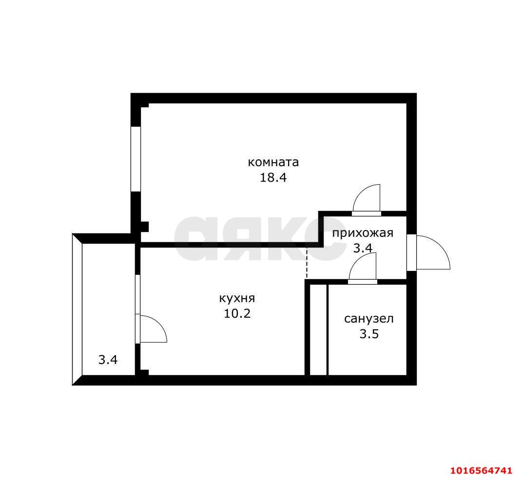Фото №3: 1-комнатная квартира 40&nbsp;м², 6/9&nbsp;эт. - Краснодар, мкр. Прикубанский внутригородской округ, ул. Калужская, 16